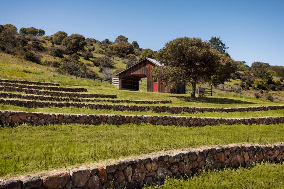 A view of one of the barns at Annie Leibovitz's California estate.