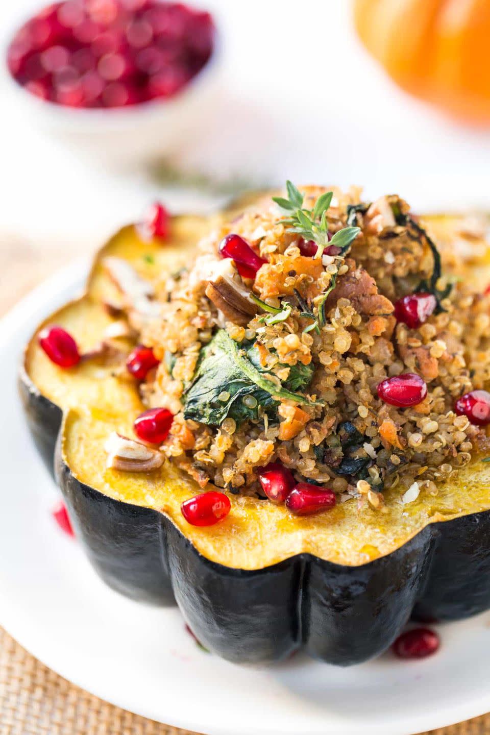 24) Mushroom & Quinoa Stuffed Acorn Squash