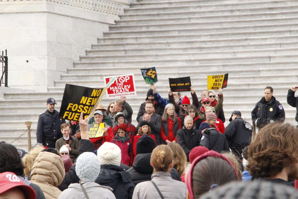 Protesters beginning to get arrested on the steps of the Capitol Building. (Photo: Photo Courtesy Of Sohil Malik)