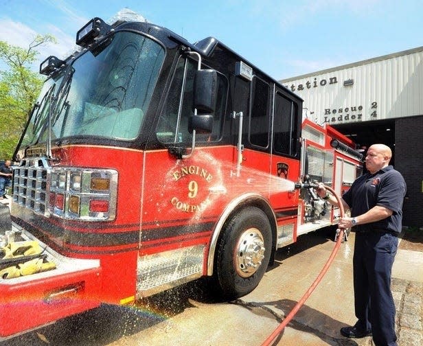 One of the new fire trucks purchased with money from HUD and secured by the Community Development Agency in 2016.