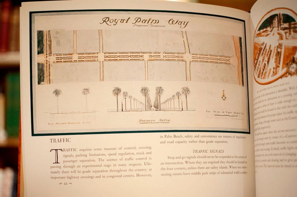 A climate controlled locked room houses special books including The Plan of Palm Beach by the Garden Club of Palm Beach, published in 1930. 