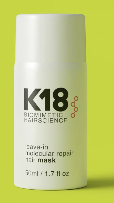 K18 Leave-in Molecular Repair Hair Mask on neon background