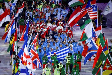 2016 Rio Olympics - Closing ceremony - Maracana - Rio de Janeiro, Brazil - 21/08/2016. Athletes take part in a parade during the closing ceremony. REUTERS/Vasily Fedosenko