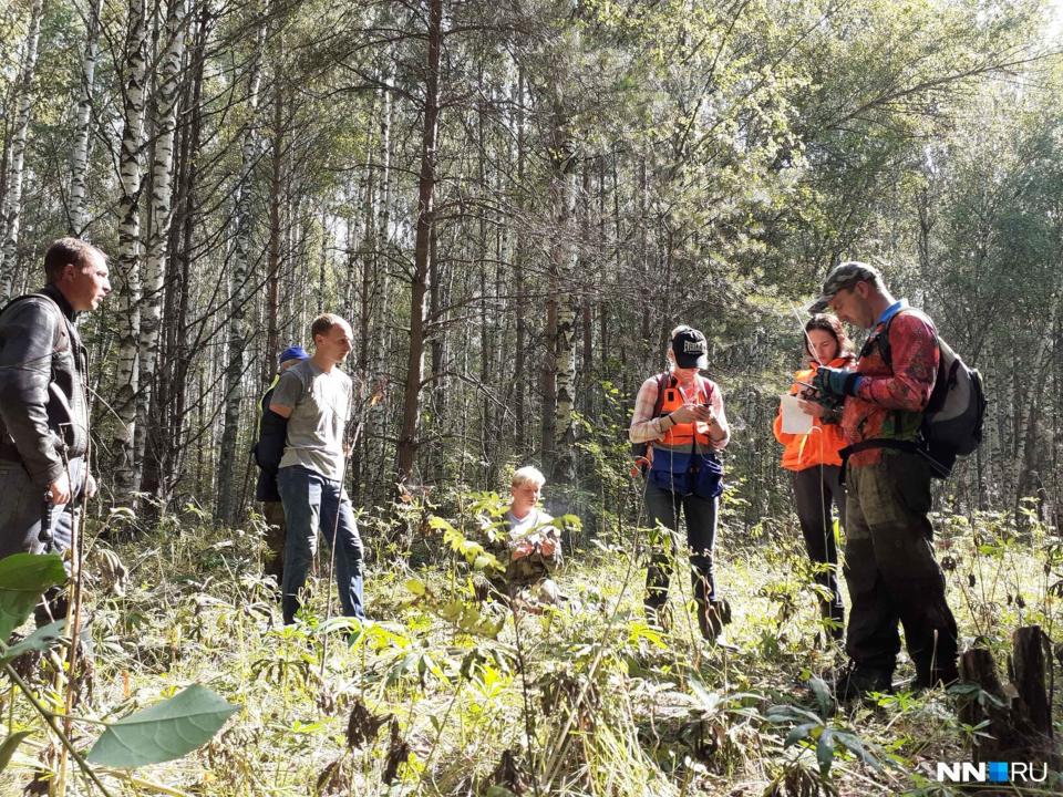 Volunteers searching for Zarina Avgonova. Bear paw prints were found near her footprints.