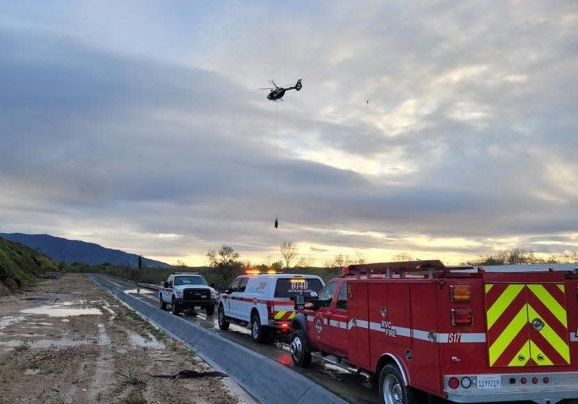 A horse was airlifted from the banks of Santa Ana River in Southern California after it got stuck in the mud.