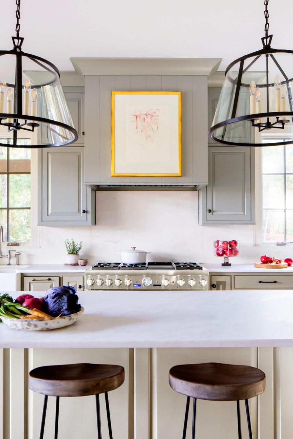 Cabin Kitchen with Gray Cabinetry