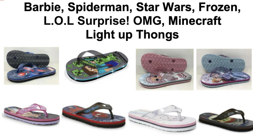 A series of light up thongs