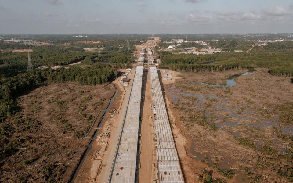 Construction of toll roads on the outskirts of Balikpapan, East Kalimantan province, Indonesia