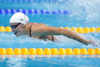 LONDON, ENGLAND - JULY 28: Dana Vollmer of the United States competes in heat six of the Women's 100m Butterfly on Day One of the London 2012 Olympic Games at the Aquatics Centre on July 28, 2012 in London, England. (Photo by Adam Pretty/Getty Images)