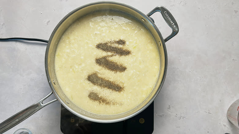 salt and pepper in skillet