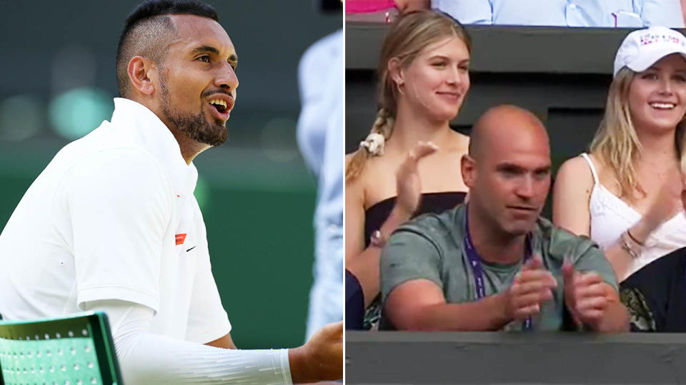 Eugenie Bouchard was sitting in Nick Kyrgios' box at Wimbledon. Image: Getty/Eurosport