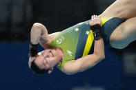 Melissa Wu of Australia competes in women's diving 10m platform final at the Tokyo Aquatics Centre at the 2020 Summer Olympics, Thursday, Aug. 5, 2021, in Tokyo, Japan. (AP Photo/Dmitri Lovetsky)