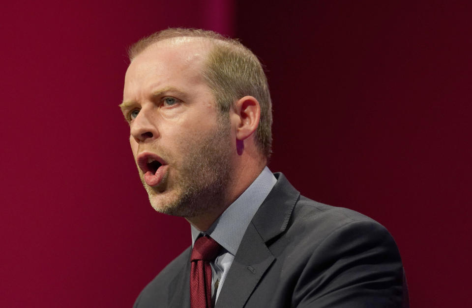 Shadow work and pensions secretary Jonathan Reynolds during his speech at the Labour Party conference at the Brighton Centre. Picture date: Monday September 27, 2021. (Photo by Gareth Fuller/PA Images via Getty Images)