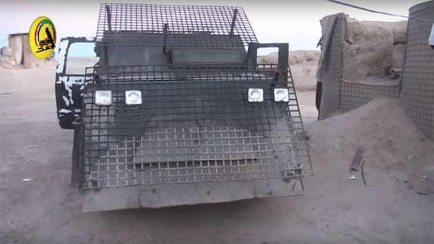 This is the front of the ISIS 'suicide bombing vehicle' allegedly seized north of Baghdad. Photo: YouTube