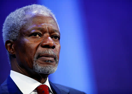 Former United Nations Secretary General Kofi Annan participates in a panel discussion at the Clinton Global Initiative in New York, September 24, 2009. REUTERS/Chip East/Files