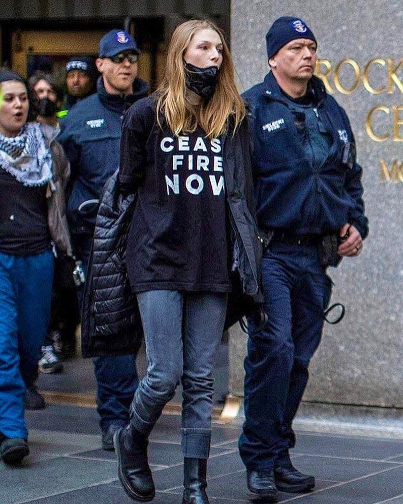 Hunter Schafer arrested while disrupting President Biden’s appearance on "Late Night with Seth Meyers" at NBC’s famous 30 Rockefeller Center headquarters.