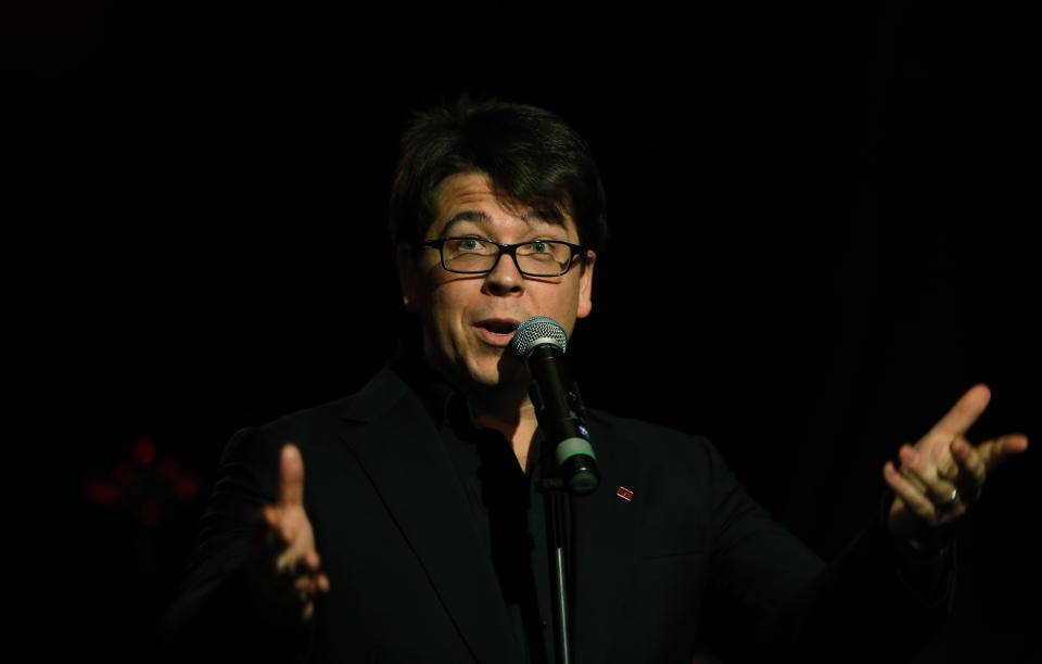 Michael McIntyre performs during a Prince’s Trust 'Invest In Futures' gala, with supporters and beneficiaries, in a central London hotel, Thursday, Feb. 14, 2013. (AP Photo/Lefteris Pitarakis, pool)