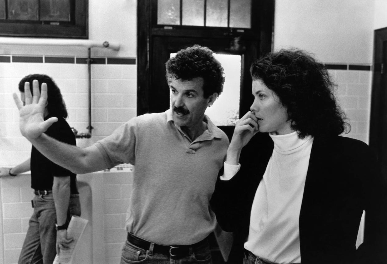 Robert Mandel and Sherry Lansing on the set of School Ties. (Photo: Paramount/Courtesy Everett Collection)
