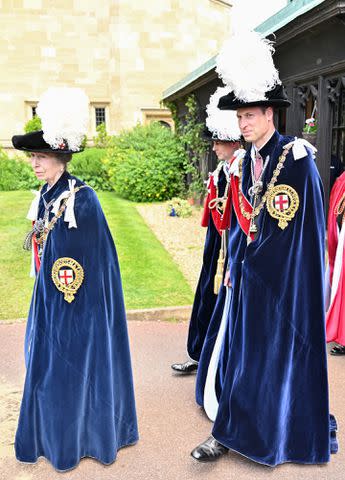 <p>Samir Hussein/WireImage</p> Princess Anne and Prince William attend Garter Day at Windsor Castle on June 17, 2024