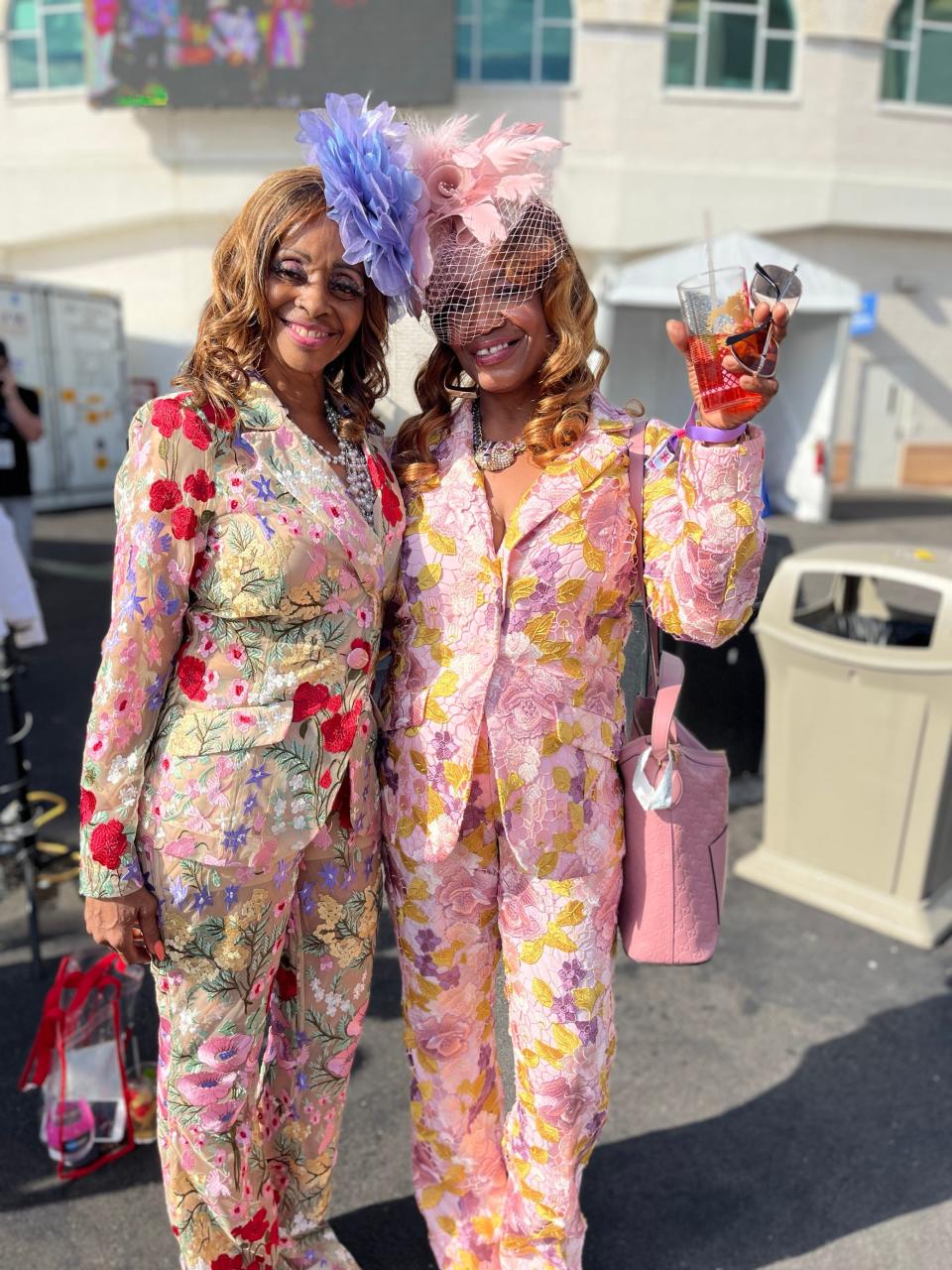 Stacy Ferguson and Anita Meneese attend the Kentucky Oaks at Churchill Downs on Friday, May 5, 2023.