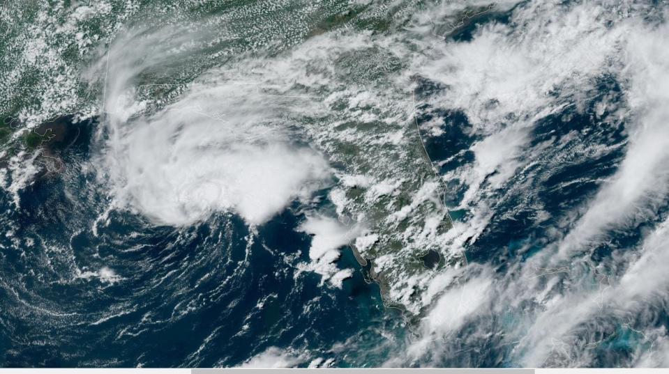 GOES East satellite image of Invest 91L. The National Hurricane Center gave the disturbance a 70% chance of formation over 48 hours as of 2 p.m. June 1, 2023.