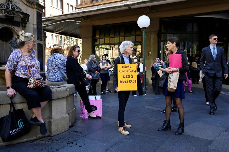 Protesters rally outside Town Hall in Sydney