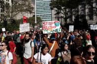 Activists take part in a demonstration as part of the Global Climate Strike in Manhattan in New York