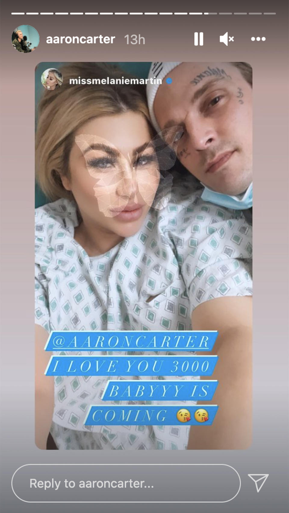 The couple kept fans in the loop by sharing the moments leading up to their baby's birth on Instagram. (aaroncarter/ Instagram)