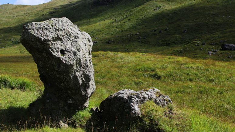 Boulders transported by glaciers.