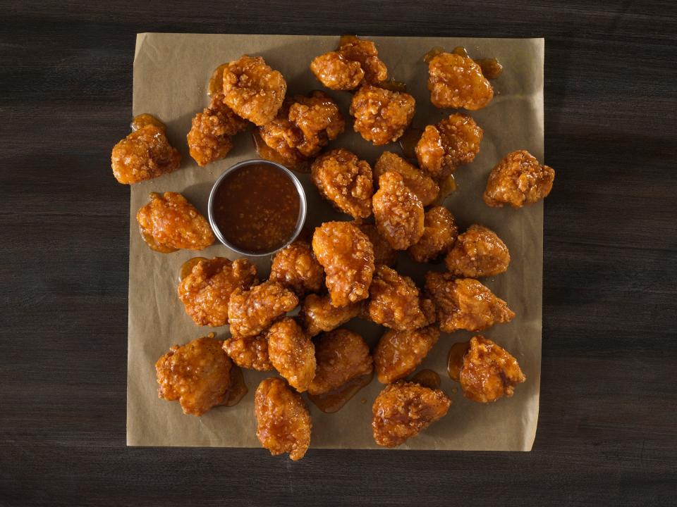 Buffalo Wild Wings has buy-one-get-one-free boneless wings every Thursday. It also has a new Blazin’ Knockout sauce, made from nine hot peppers: Devil’s Breath, Carolina Reaper, Scorpion, Ghost, Habanero, Red and Green Jalapenos, Chile de Arbol and Cayenne.