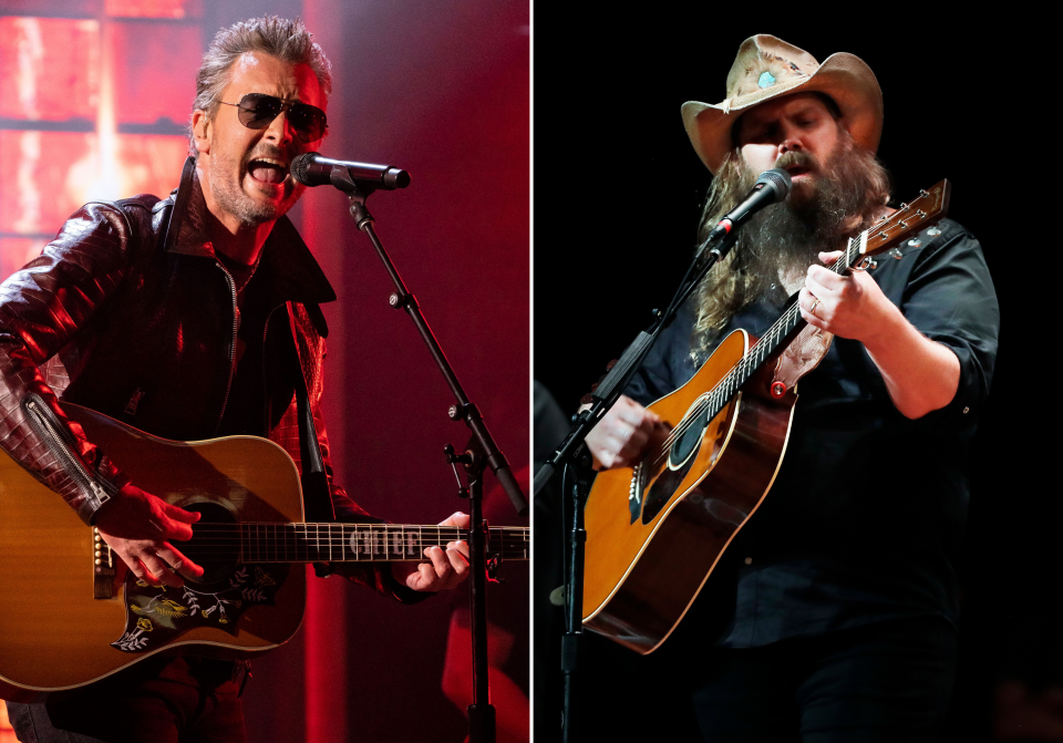 Eric Church, left, and Chris Stapleton, right, lead the 2021 CMA Awards nominations with five nods each.