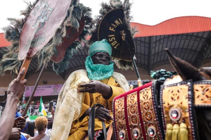 An elder from the Josi family in Ijebu is seen on a horse.