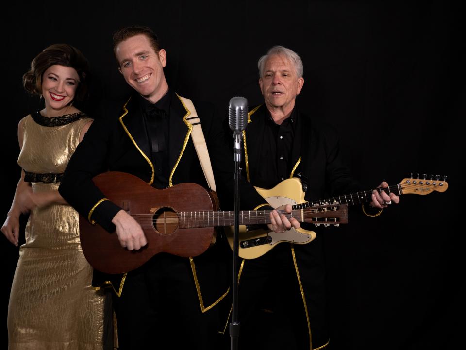 Cast members from Florida Rep's Johnny Cash musical, "Ring of Fire": (Left to right):  Allison Ann Kelly, Matt Cusack and Larry Tobias.