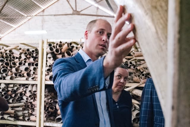 During a visit to Tanzania the duke was shown a stockpile of ivory. Kensington Palace