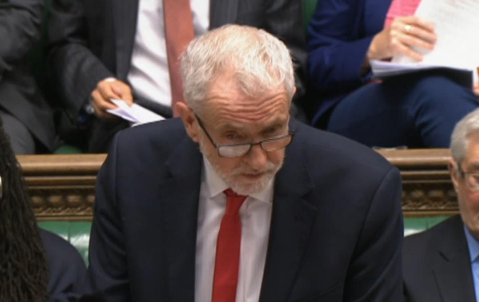 Labour leader Jeremy Corbyn speaks during Prime Minister's Questions in the House of Commons, London. (Photo by House of Commons/PA Images via Getty Images)