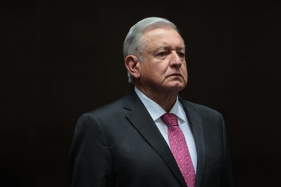 President Andrés Manuel López Obrador at a ceremony to commemorate the third year of his presidency at the Palacio Nacional in July 2021 in Mexico City (Getty Images)