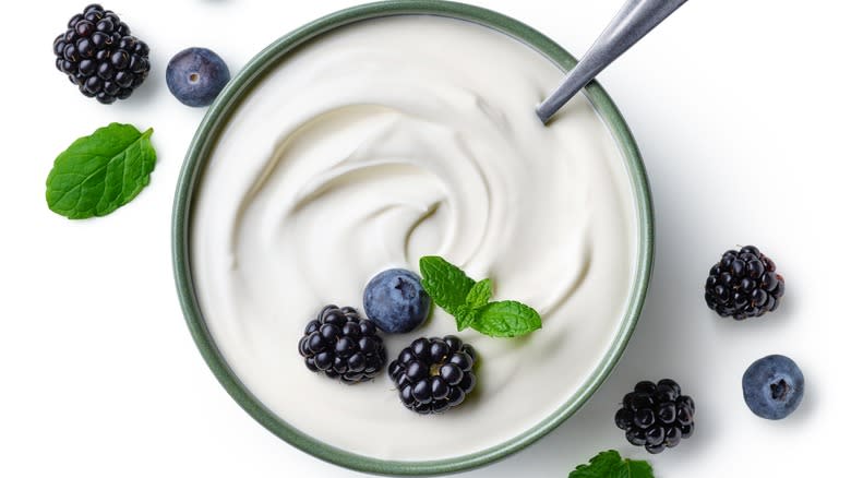 bowl of yogurt with berries