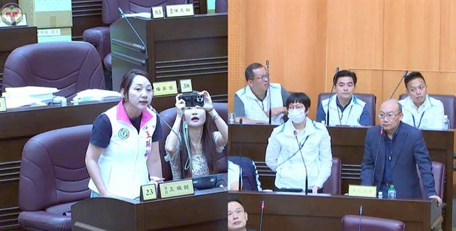 民進黨市議員王珮毓質疑文化局標案及人事任用，用的人「都是局長好朋友」。（圖取自桃園市議會直播／陳夢茹桃園傳真）