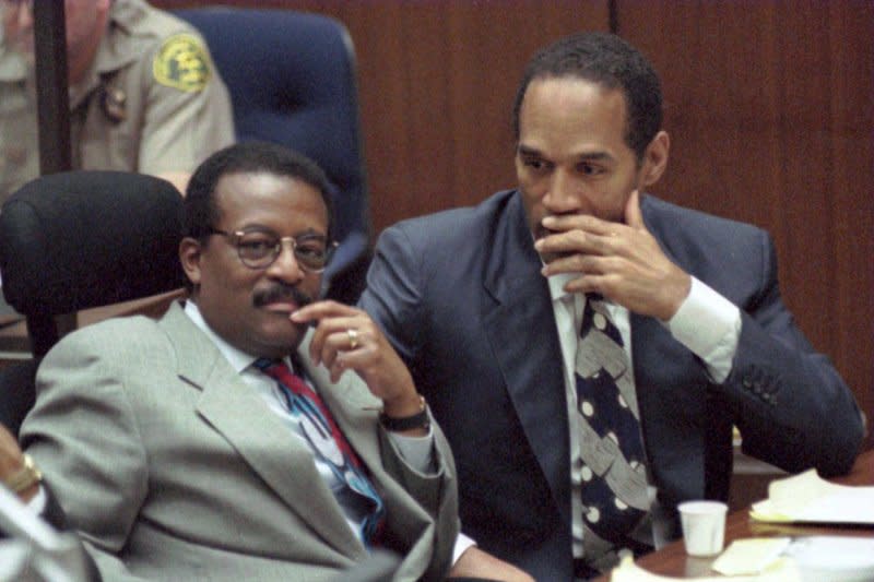 O.J. Simpson was acquitted of the murder of his ex-wife Nicole Brown Simpson and her friend Ron Goldman in Los Angeles in what was deemed "The Trial of the Century." File Pool Photo by John McCoy/UPI