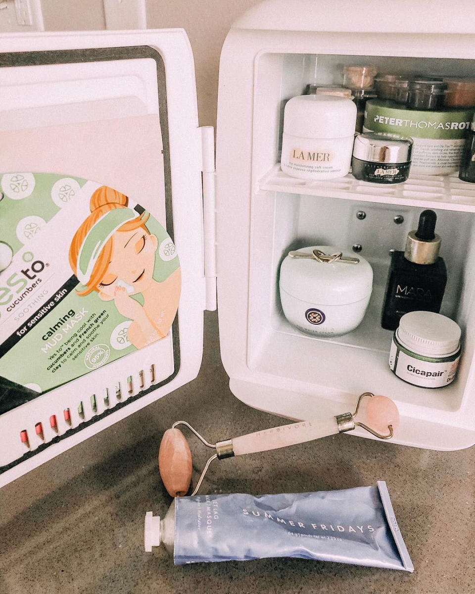 Prevent your favorite beauty products from going bad and keep them fresh for longer by using the Cooluli microfridge from Amazon as your personal skincare fridge.