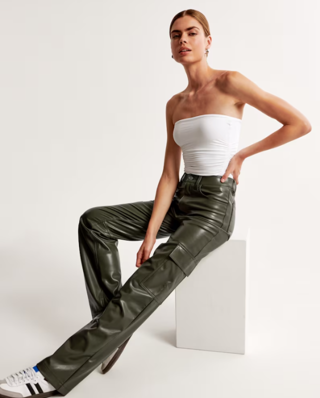 Women's Curve Love Vegan Leather 90s Relaxed Pant