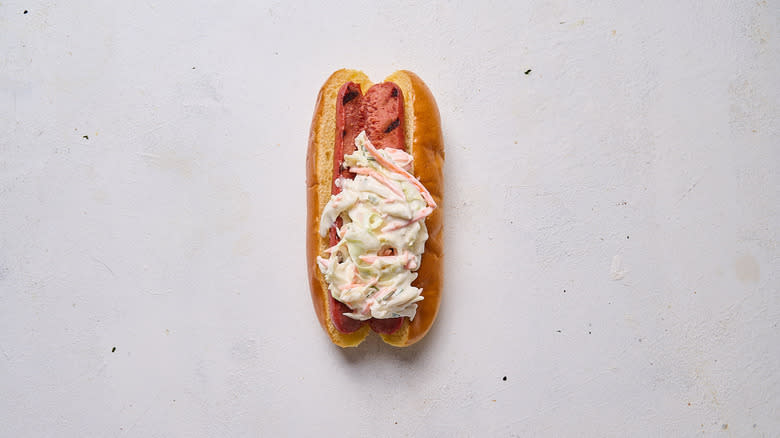hot dog with coleslaw