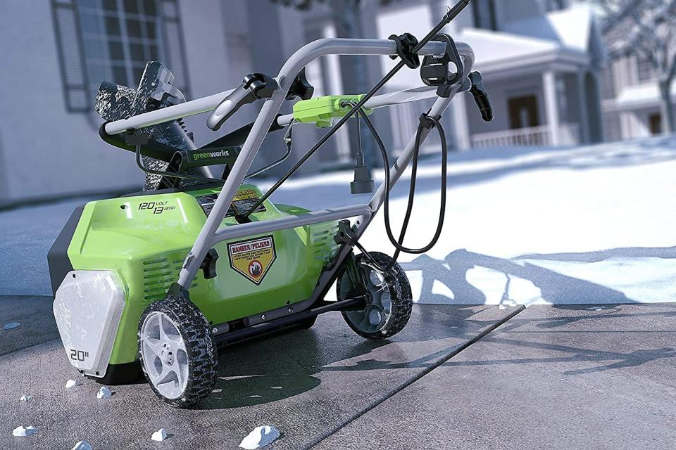 Save 14% on the GreenWorks13 Amp 20-Inch Corded Snow Thrower. Image via Amazon.