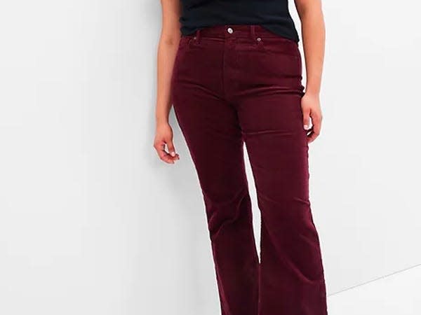 GAP High Rise Corduroy '70s Flare Jeans with Washwell