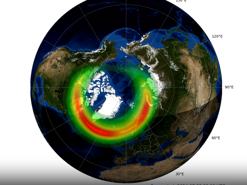 The Met Office’s aurora forecast for the night of Wednesday, 24 July, 2024 (Met Office)