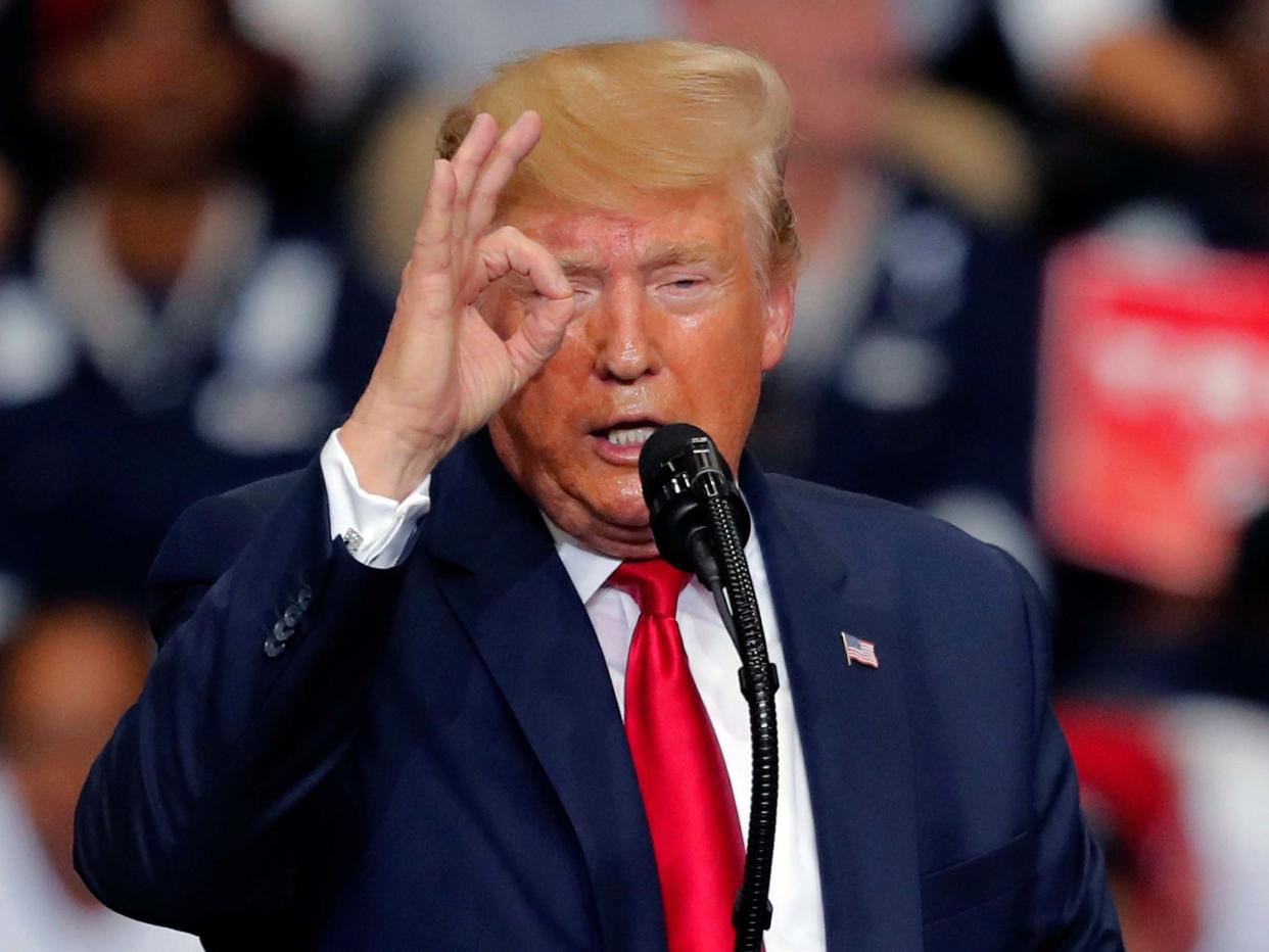 Donald Trump gestures as he speaks at a campaign rally in Monroe, Louisiana: AP