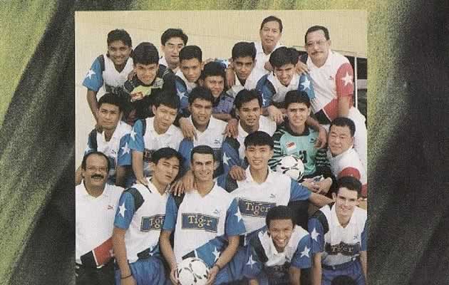 Now a pundit, Abbas Saad (holding ball) played for S'pore in the 1990s (Photo courtesy of Abbas Saad)