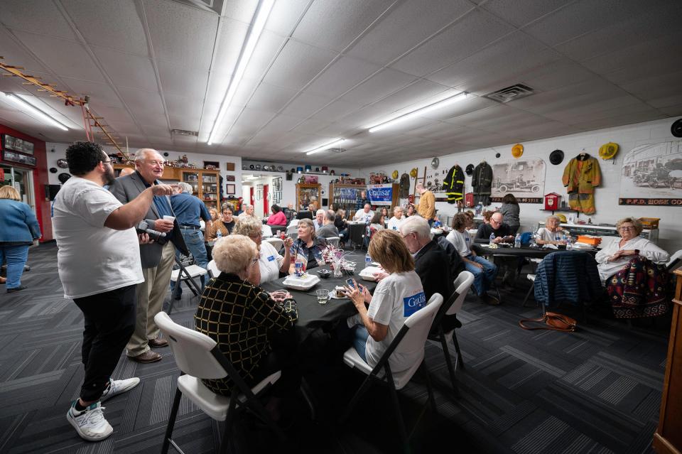 Pueblo Mayor Nick Gradisar's election night results party at the Firefighter Union Hall on Tuesday, November 7, 2023.