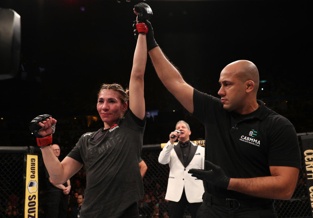 La mexicana Irene Aldana en el evento de la UFC 237 en la Arena Jeunesse. / Foto: Getty Image