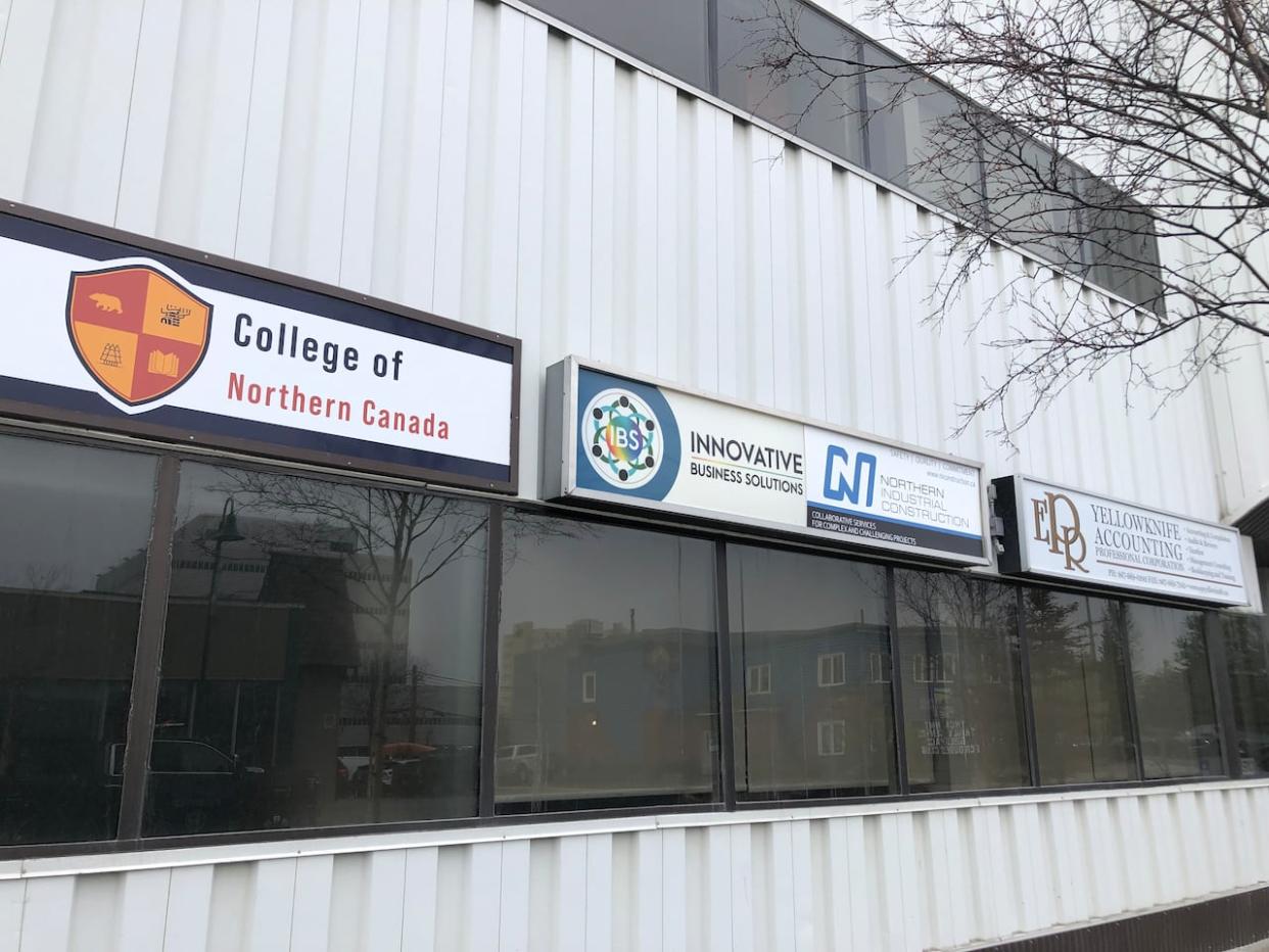 A sign for the College of Northern Canada at its campus in downtown Yellowknife. The campus is in the EPR accounting office. (Luke Carroll/CBC - image credit)